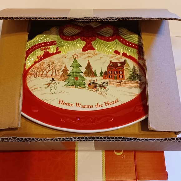 Christmas Fitz & Floyd "Home Warms The Heart" Tray in Box - Picture 3 of 8